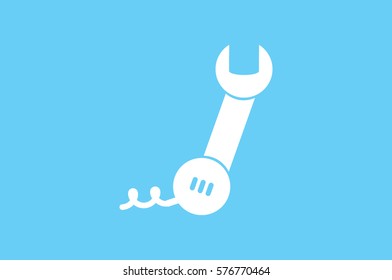 phone wrench icon vector illustration eps10. Badge telephone service and support 