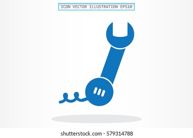 phone wrench icon vector illustration eps10. Badge telephone service and support 