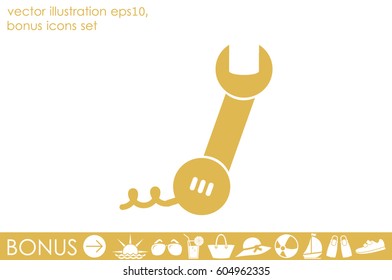 phone wrench icon vector illustration eps10. Badge telephone service and support.