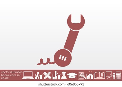 phone wrench icon vector illustration eps10. Badge telephone service and support.