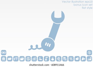 phone wrench icon vector illustration eps10. Badge telephone service and support.
