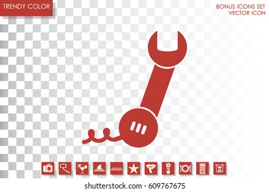 phone wrench icon vector illustration eps10. Badge telephone service and support.