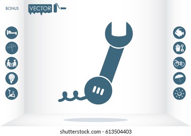 phone wrench icon vector illustration eps10. Badge telephone service and support.