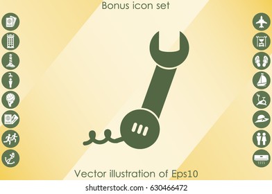 phone wrench icon vector illustration eps10. Badge telephone service and support.
