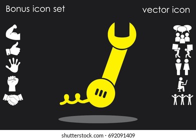 phone wrench icon vector illustration eps10. Badge telephone service and support.