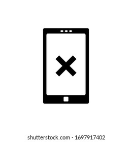 Telefon und X-Zeichen auf dem Bildschirm Schild.