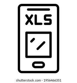 Phone xls icon. Outline phone xls vector icon for web design isolated on white background