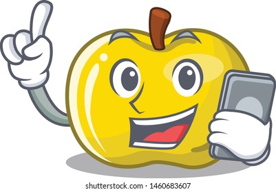 With phone yellow apple the slices cartoon shape