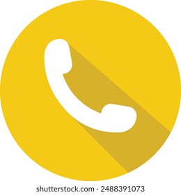 Phone yellow circle icon vector with dark yellow shadow