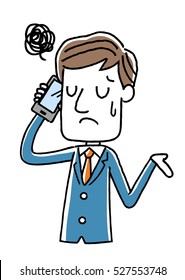 Phone: Young man, businessman, disappointed, disappointed, disappointed