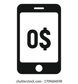 Icono de llamada cero. Icono de vector de efectivo cero del teléfono para diseño web aislado en fondo blanco