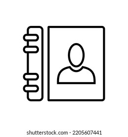 Phonebook address book vector icon. Contact note flat vector illustration on white background.