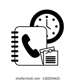 phonebook agend with watch and document