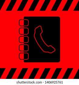 Phonebook black on red background, vector illustration for design.