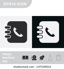 Phonebook flat black and white vector icon.