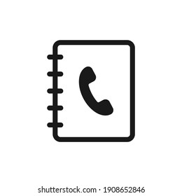 Phonebook-Symbol im flachen Stil. Kontaktsymbol-Konzept einzeln auf weißem Hintergrund. Vektorgrafik