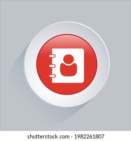 Phonebook icon. 3d vector red and white button. business icon for websites and apps.