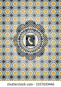 phonebook icon inside arabesque badge. arabic decoration.