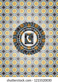 phonebook icon inside arabesque style emblem. arabic decoration.