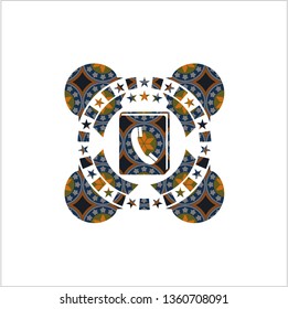 phonebook icon inside arabic emblem. Arabesque decoration.