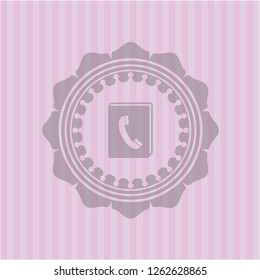 phonebook icon inside badge with pink background