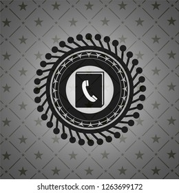 phonebook icon inside black emblem. Vintage.