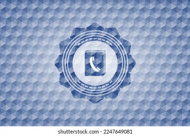 icono de phonebook dentro de la insignia poligonal azul. 