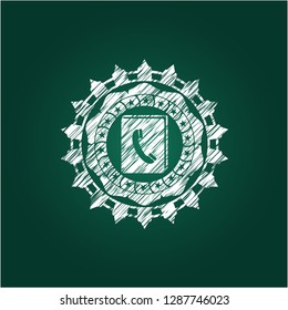 phonebook icon inside chalkboard emblem