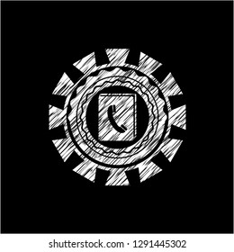 phonebook icon inside chalkboard emblem on black board