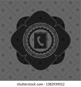 phonebook icon inside dark emblem. Retro
