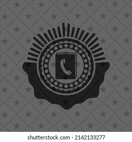 phonebook icon inside dark emblem. 