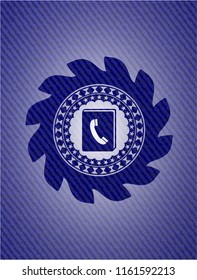 phonebook icon inside denim background