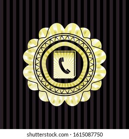 phonebook icon inside gold badge or emblem
