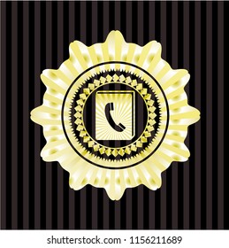 phonebook icon inside gold emblem