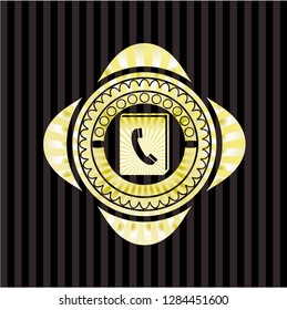phonebook icon inside gold shiny badge
