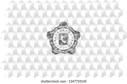 phonebook icon inside grey emblem with cube white background