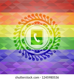 phonebook icon inside lgbt colors emblem 