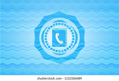 phonebook icon inside light blue water badge.