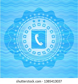 phonebook icon inside light blue water style badge.