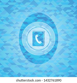 phonebook icon inside light blue mosaic emblem