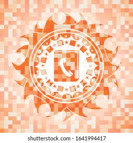 phonebook icon inside orange mosaic emblem