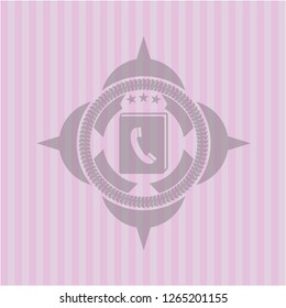 phonebook icon inside pink emblem. Retro