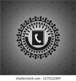 phonebook icon inside realistic black emblem