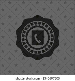 phonebook icon inside realistic black emblem