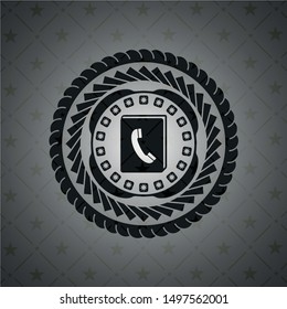 phonebook icon inside realistic black emblem