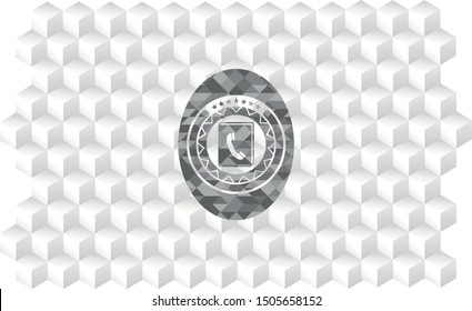 phonebook icon inside realistic grey emblem with cube white background