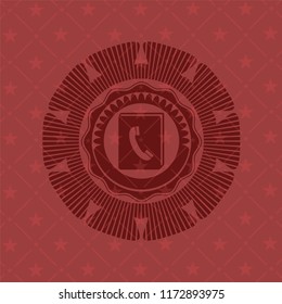 phonebook icon inside realistic red emblem