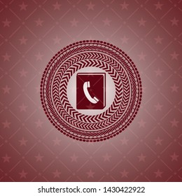 phonebook icon inside realistic red emblem