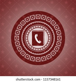 phonebook icon inside red emblem. Retro