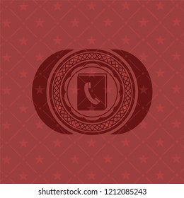 phonebook icon inside red emblem. Retro